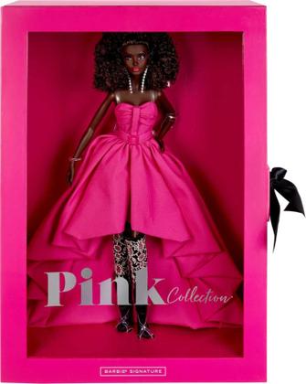 Imagem de Vestido longo Doll Barbie Fuchsia em tafetá, brinquedo adulto HBX96
