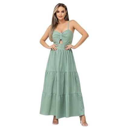 Imagem de Vestido Longo Elegante Feminino Com Alça Ajustável Com Bojo Festa Tricoline Donna Martins