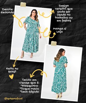 Imagem de Vestido Longo Em Tecido Viscose Estampada Plus Size 42 Ao 52