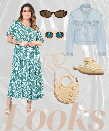 Imagem de Vestido Longo Em Tecido Viscose Estampada Plus Size 42 Ao 52