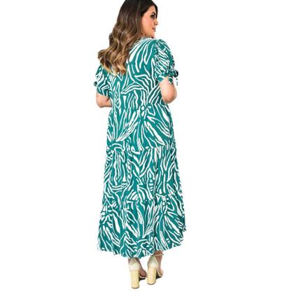 Imagem de Vestido Longo Em Tecido Viscose Estampada Plus Size 42 Ao 52