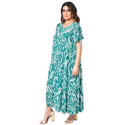 Imagem de Vestido Longo Em Tecido Viscose Estampada Plus Size 42 Ao 52