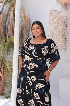 Imagem de Vestido Longo Estampado C/manga 3/4 6 Geração G1 G2 G3 G4