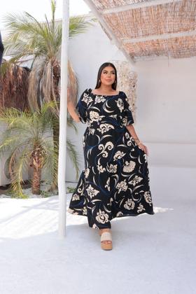 Imagem de Vestido Longo Estampado C/manga 3/4 6 Geração G1 G2 G3 G4