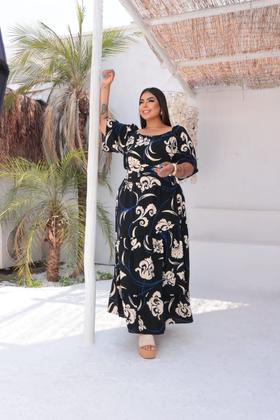 Imagem de Vestido Longo Estampado C/manga 3/4 6 Geração G1 G2 G3 G4
