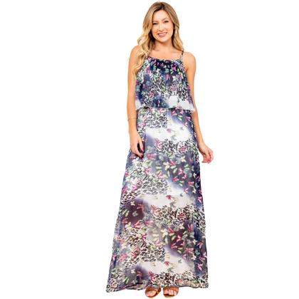 Imagem de Vestido longo estampado com forro de chiffon