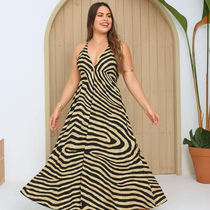 Imagem de Vestido Longo Estilo Indiano FMF Lenço Decote e Costas Aberta
