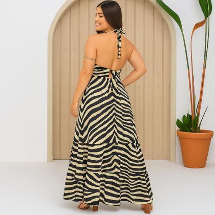 Imagem de Vestido Longo Estilo Indiano FMF Lenço Decote e Costas Aberta