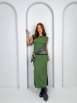 Imagem de Vestido Longo Feminino Casual com Fenda Lateral e Bolsos