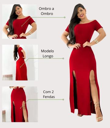 Imagem de Vestido Longo Feminino com 2 Fendas Festa Vermelho
