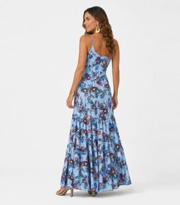 Imagem de Vestido Longo Feminino Transpassado Select Azul