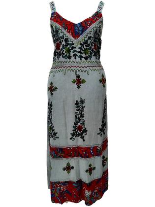Imagem de Vestido Longo Indiano Alça Bordado Colorido Plus Size 519
