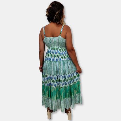 Imagem de Vestido Longo Indiano Alça Crepe Estampado Boho Plus Size