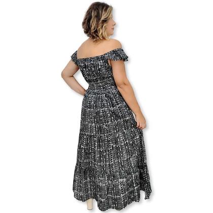 Imagem de Vestido Longo Indiano Alça Estampado com lurex e elástico