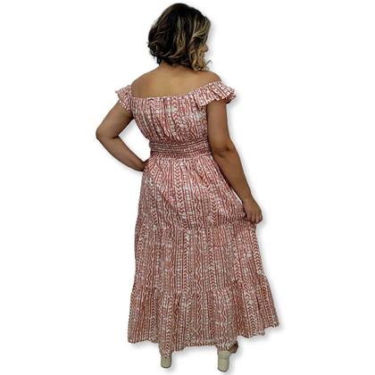 Imagem de Vestido Longo Indiano Alça Estampado com lurex e elástico