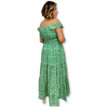 Imagem de Vestido Longo Indiano Alça Estampado com lurex e elástico