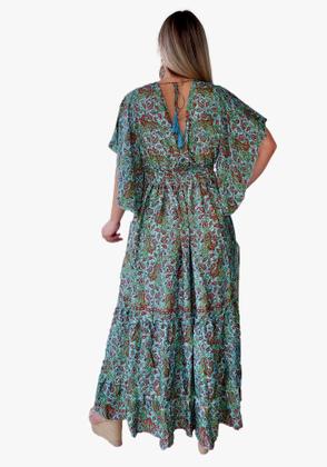 Imagem de Vestido Longo Indiano Estampado Toque de Seda-Cod.LDR-1699