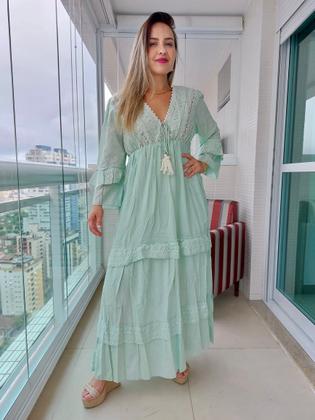 Imagem de Vestido Longo Indiano Lurex Luxo Boho Chic c/ Forro-cod.70