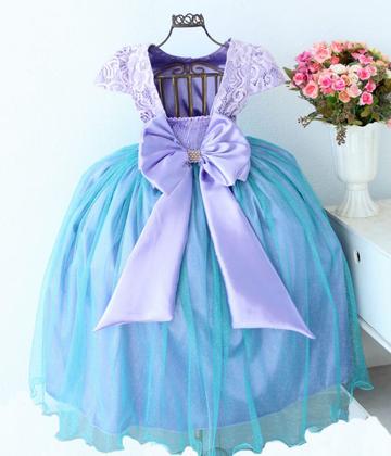 Imagem de Vestido Longo Infantil Lilás E Azul Princesa Sophia Sereia