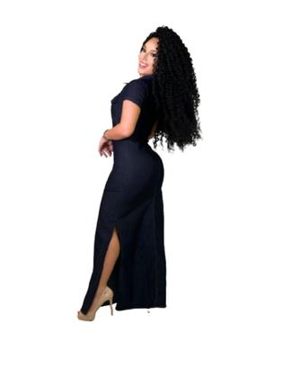 Imagem de Vestido longo jeans laycra com mangas
