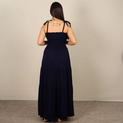 Imagem de Vestido Longo Lastex Feminino Moda Evangélica Alça Amarrar Soltinho Moda Verão