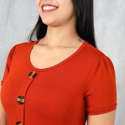 Imagem de Vestido Longo Malha Feminino Casual Três Botões Com Manga