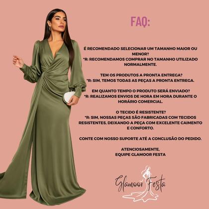 Imagem de Vestido Longo Manga Bufante Festa Madrinha Convidada Casamento Formatura