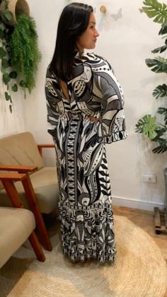 Imagem de Vestido longo manga rendeira off white