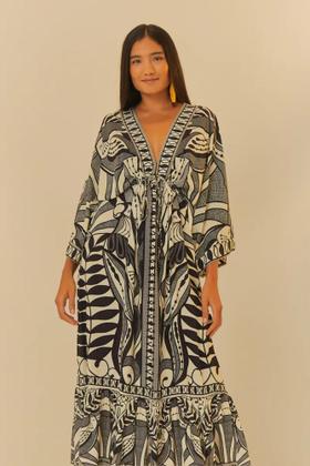 Imagem de Vestido longo manga rendeira off white