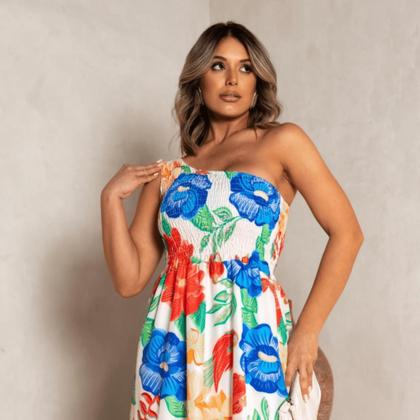 Imagem de Vestido longo nula manga verão elastek silk