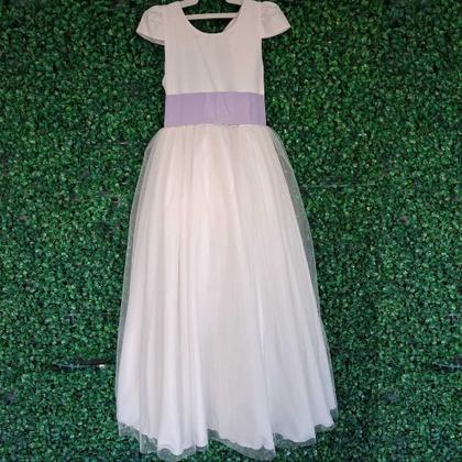 Imagem de Vestido longo Off White com Faixa e Laço LÍLAS Infantil Festa elegância conforto luxo REF4166