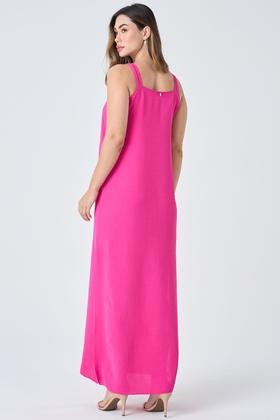 Imagem de Vestido Longo PKS Alça Bordada Rosa Pink