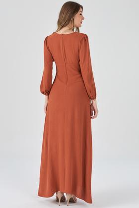Imagem de Vestido Longo PKS Com Fenda Terracota