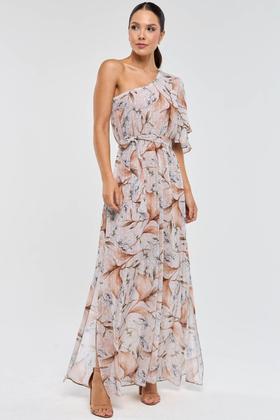 Imagem de Vestido Longo PKS Um Ombro Só Estampa Mousse