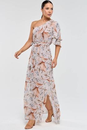 Imagem de Vestido Longo PKS Um Ombro Só Estampa Mousse