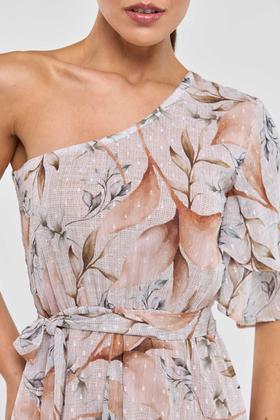 Imagem de Vestido Longo PKS Um Ombro Só Estampa Mousse