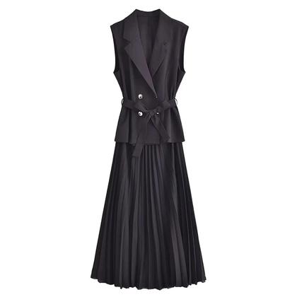 Imagem de Vestido Longo Plissado Sem Mangas Para Mulheres, Vestido Midi Com Corset, Ideal Para Festas E