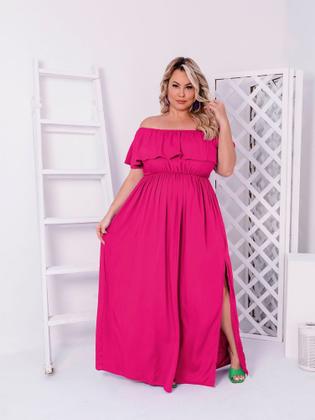 Imagem de Vestido Longo Plus Size Branco Ano Novo Ombro a Ombro Fenda Ciganinha Elegante Festa