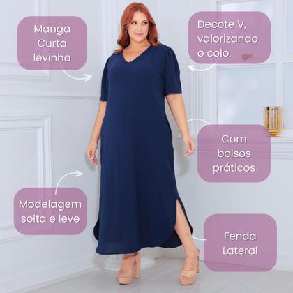 Imagem de Vestido Longo Plus Size Curvy Manga Curta Large Tendência