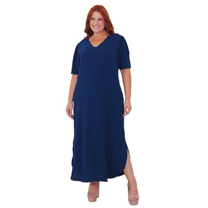 Imagem de Vestido Longo Plus Size Curvy Manga Curta Large Tendência