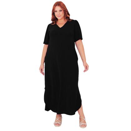 Imagem de Vestido Longo Plus Size Curvy Manga Curta Large Tendência