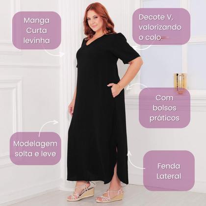 Imagem de Vestido Longo Plus Size Curvy Manga Curta Large Tendência