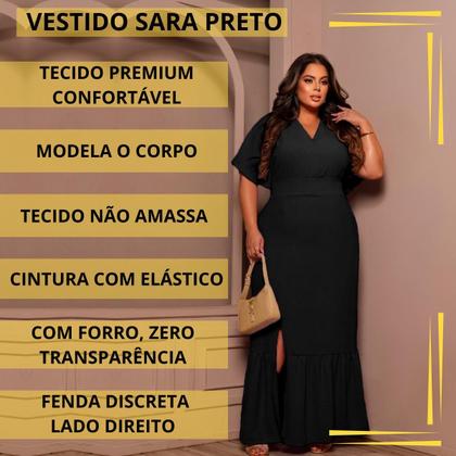 Imagem de Vestido Longo Plus Size Duna Feminino Decote V Festa