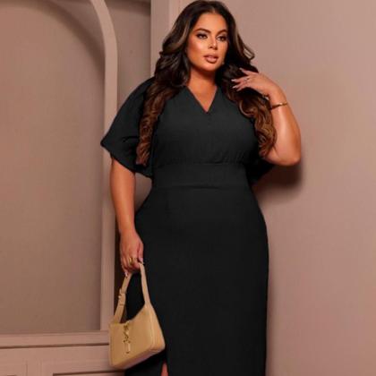 Imagem de Vestido Longo Plus Size Duna Feminino Decote V Festa