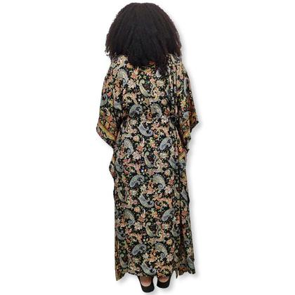 Imagem de Vestido Longo Plus Size Kaftan Indiana Estilo Seda Estampada