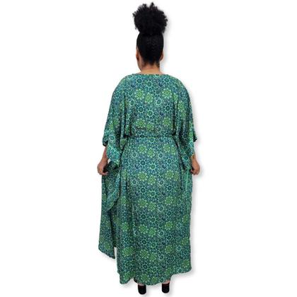 Imagem de Vestido Longo Plus Size Kaftan Indiana Estilo Seda Estampada