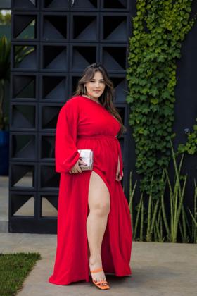 Imagem de Vestido longo plus size madrinha casamento convidada 