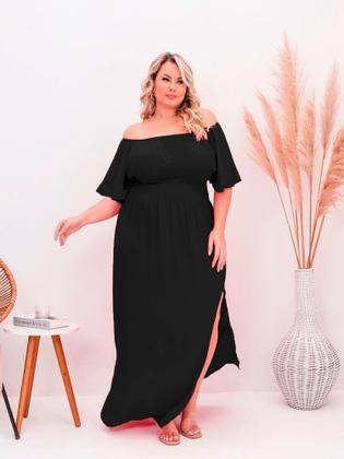 Imagem de Vestido Longo Plus Size Verde Natal Com Fenda Manga Godê Moda Blogueira 