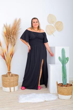 Imagem de Vestido Longo Plus Size Verde Natal Com Fenda Manga Godê Moda Blogueira 