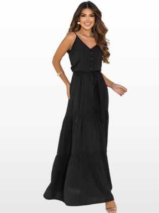 Imagem de Vestido Longo Rodado Camadas Elegante Casual 